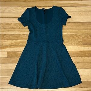 Teal Short Sleeve Skater Dress